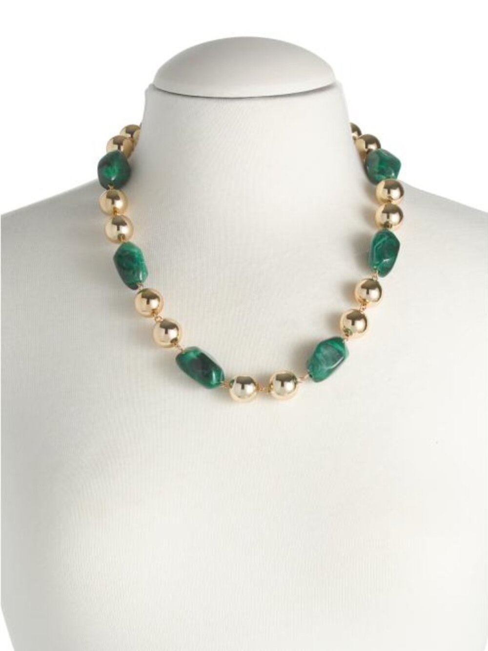 NATASHA Gold And Emerald Beaded Necklace - Picture 2 of 3